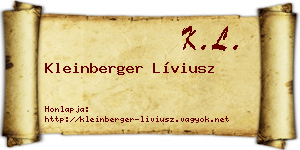 Kleinberger Líviusz névjegykártya